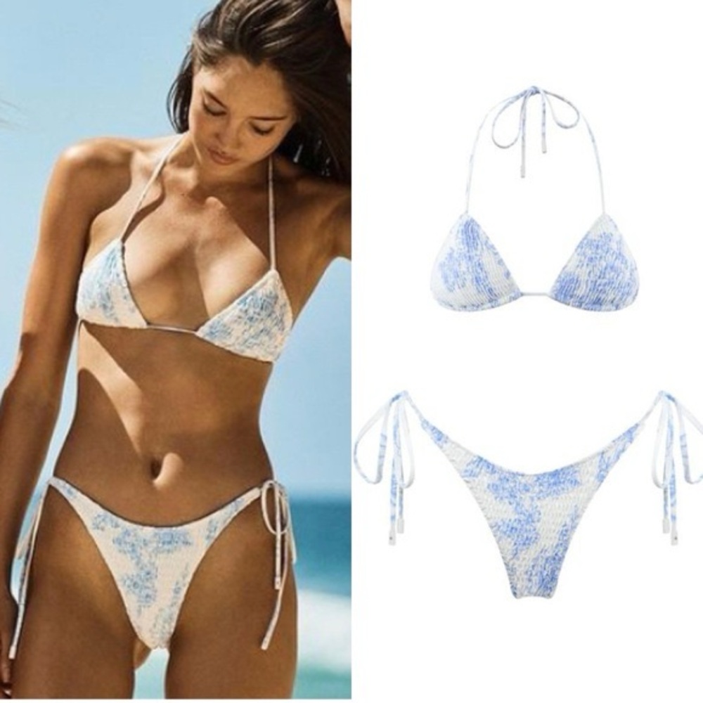 Triangl Blue and White Women's Bikini Set